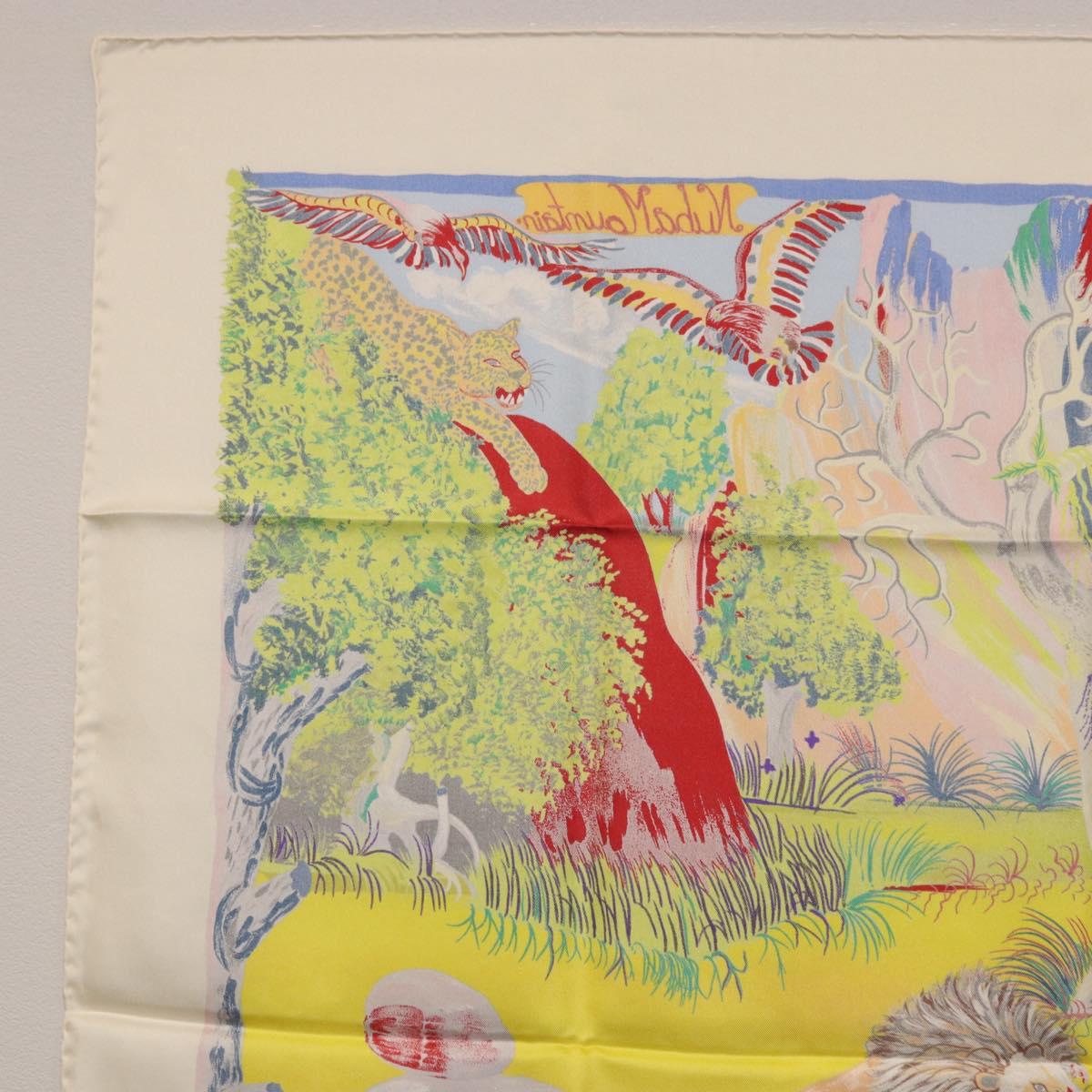 HERMES Carre 90 Scarf Silk ""Nuba Mountain"" Ivory Auth 200116M