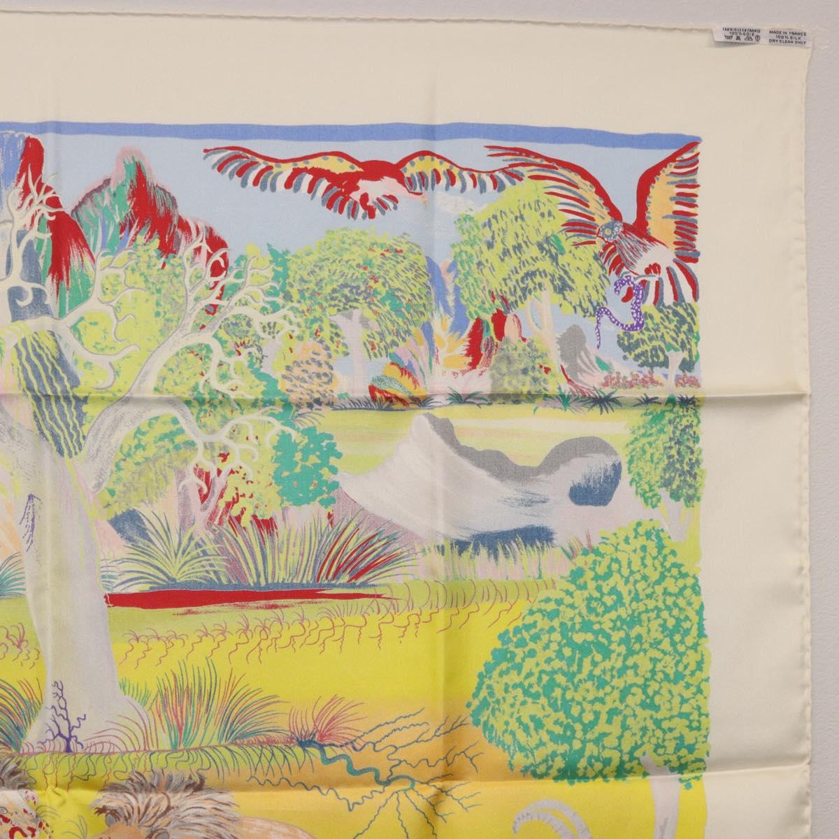 HERMES Carre 90 Scarf Silk ""Nuba Mountain"" Ivory Auth 200116M