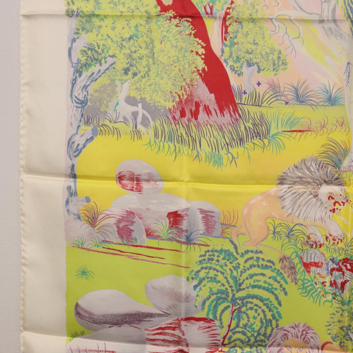 HERMES Carre 90 Scarf Silk ""Nuba Mountain"" Ivory Auth 200116M