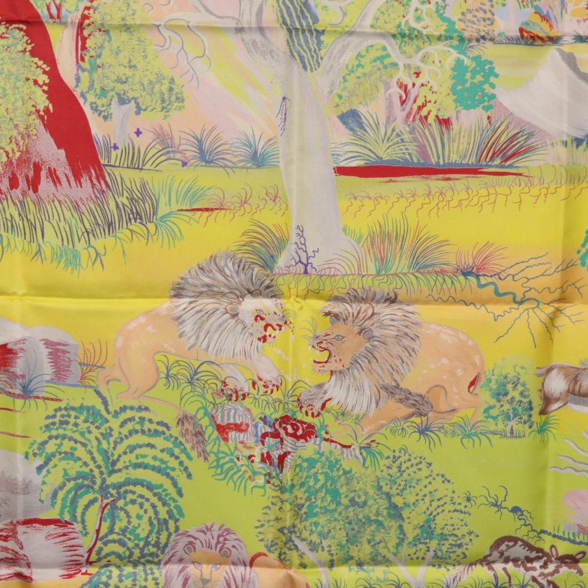 HERMES Carre 90 Scarf Silk ""Nuba Mountain"" Ivory Auth 200116M