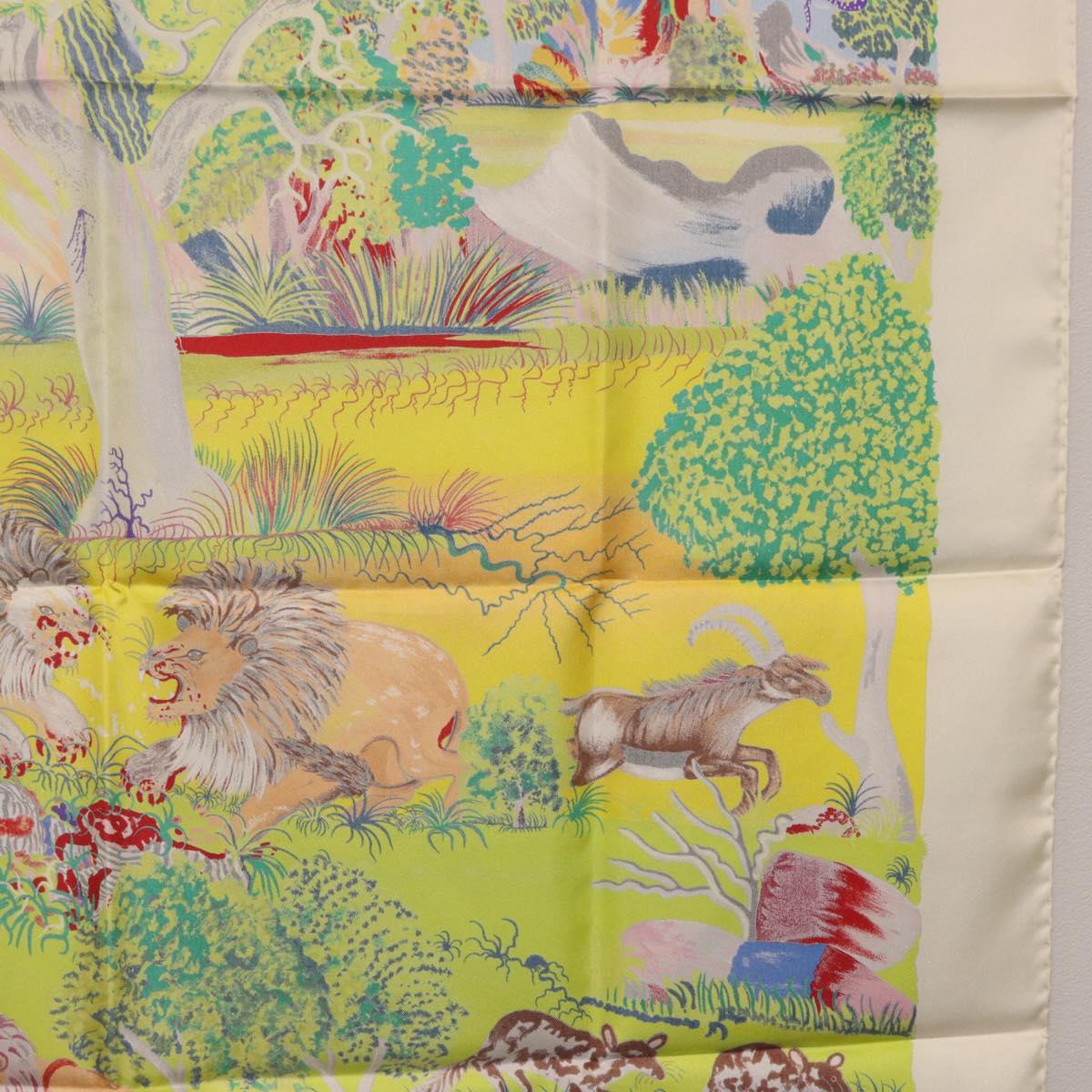HERMES Carre 90 Scarf Silk ""Nuba Mountain"" Ivory Auth 200116M