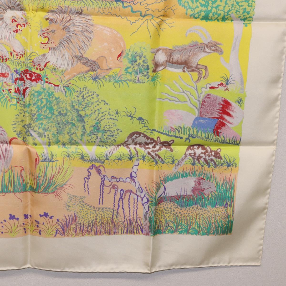 HERMES Carre 90 Scarf Silk ""Nuba Mountain"" Ivory Auth 200116M