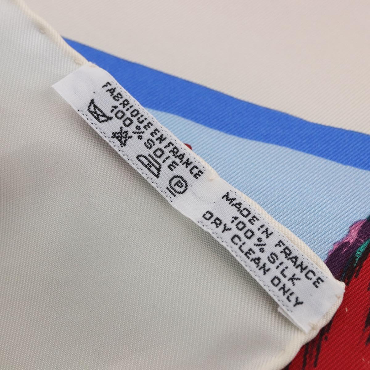 HERMES Carre 90 Scarf Silk ""Nuba Mountain"" Ivory Auth 200116M
