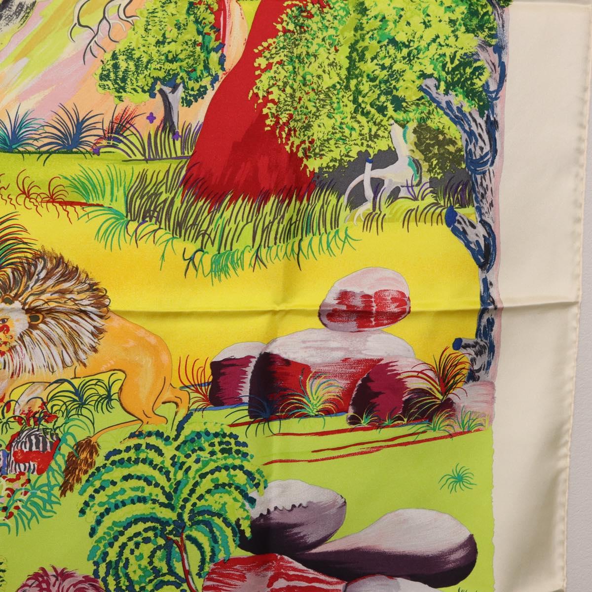 HERMES Carre 90 Scarf Silk ""Nuba Mountain"" Ivory Auth 200116M