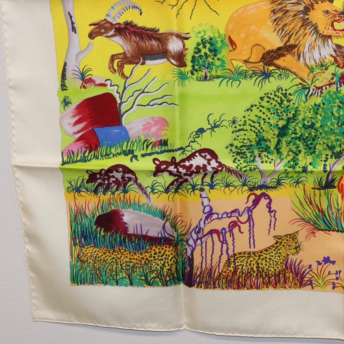 HERMES Carre 90 Scarf Silk ""Nuba Mountain"" Ivory Auth 200116M