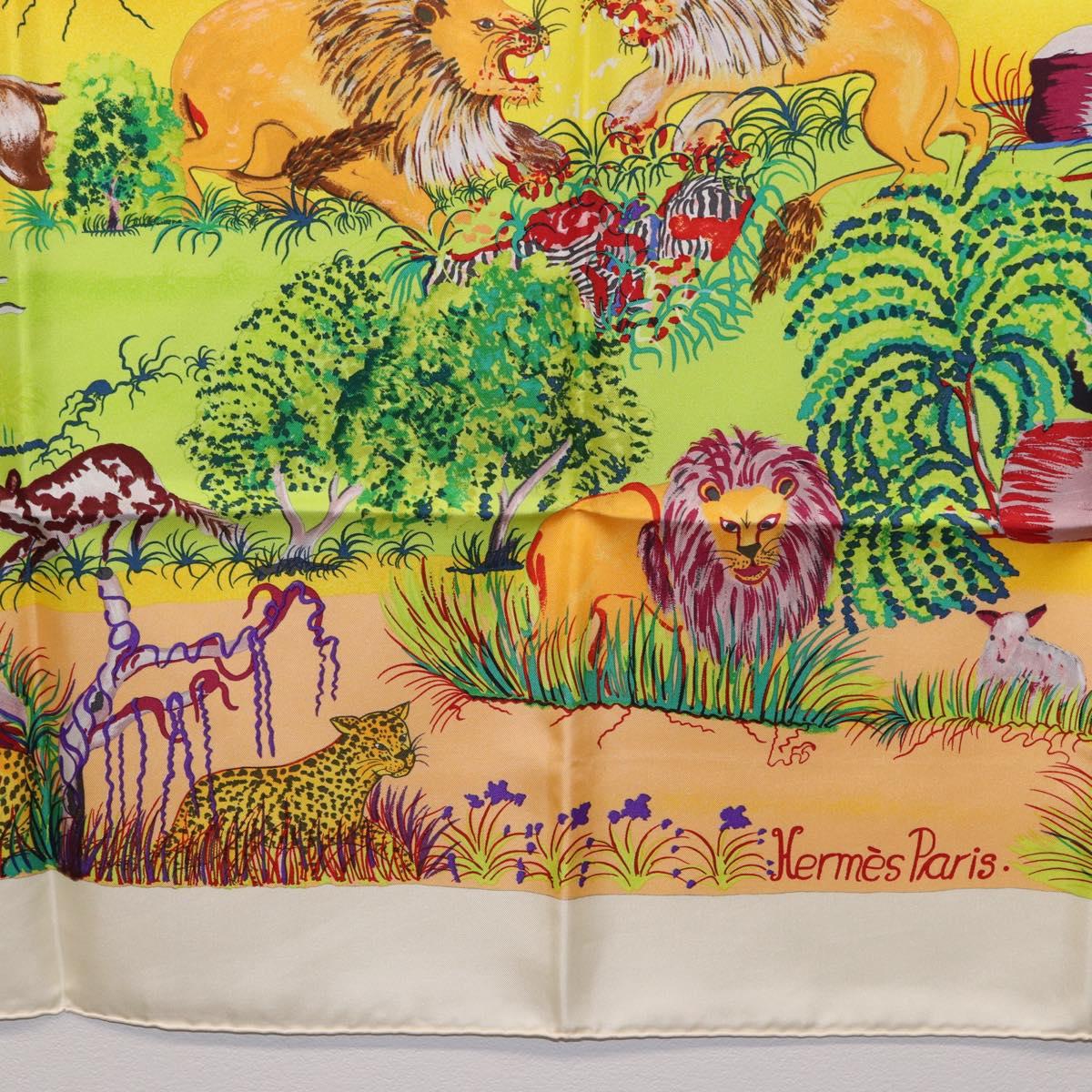 HERMES Carre 90 Scarf Silk ""Nuba Mountain"" Ivory Auth 200116M
