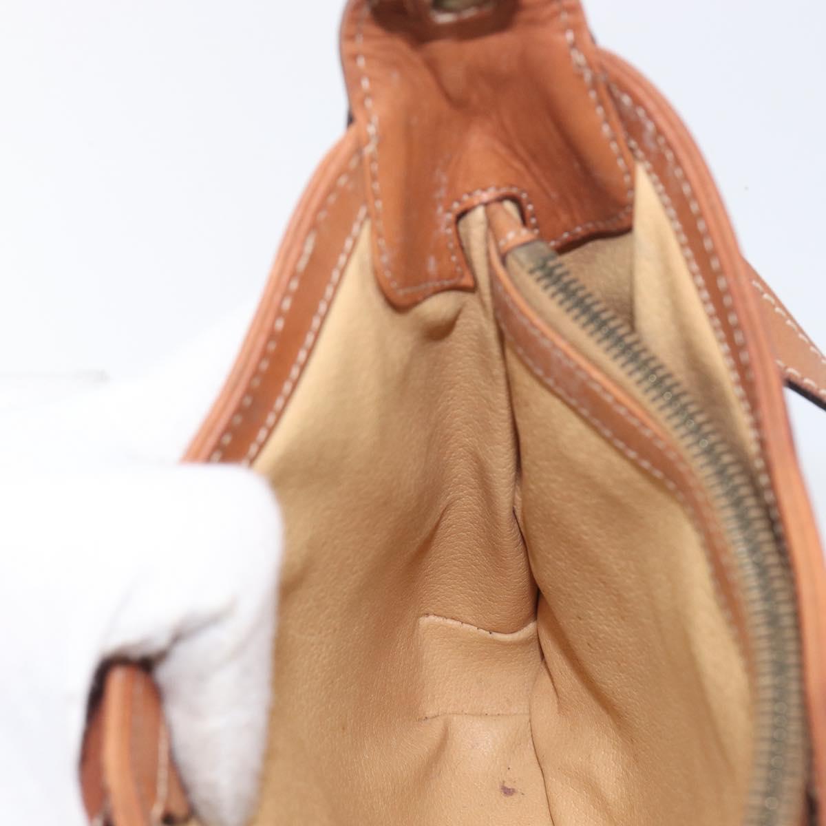 CELINE Macadam Shoulder Bag PVC Leather Brown Gold Tone Auth 200132