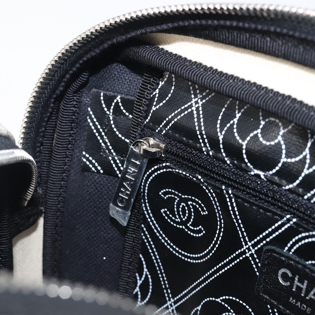 CHANEL COCO Mark Camelia Shoulder Bag PVC Leather Black White CC Auth 200139SAM