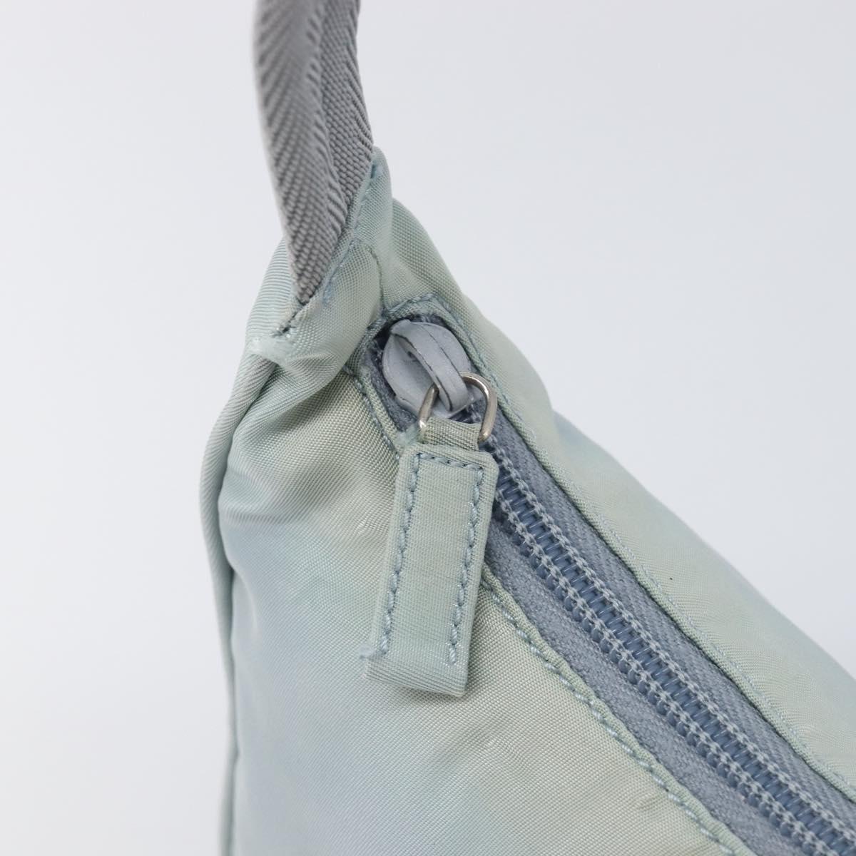 PRADA Accessory Pouch Nylon Light Blue Silver Auth 200143