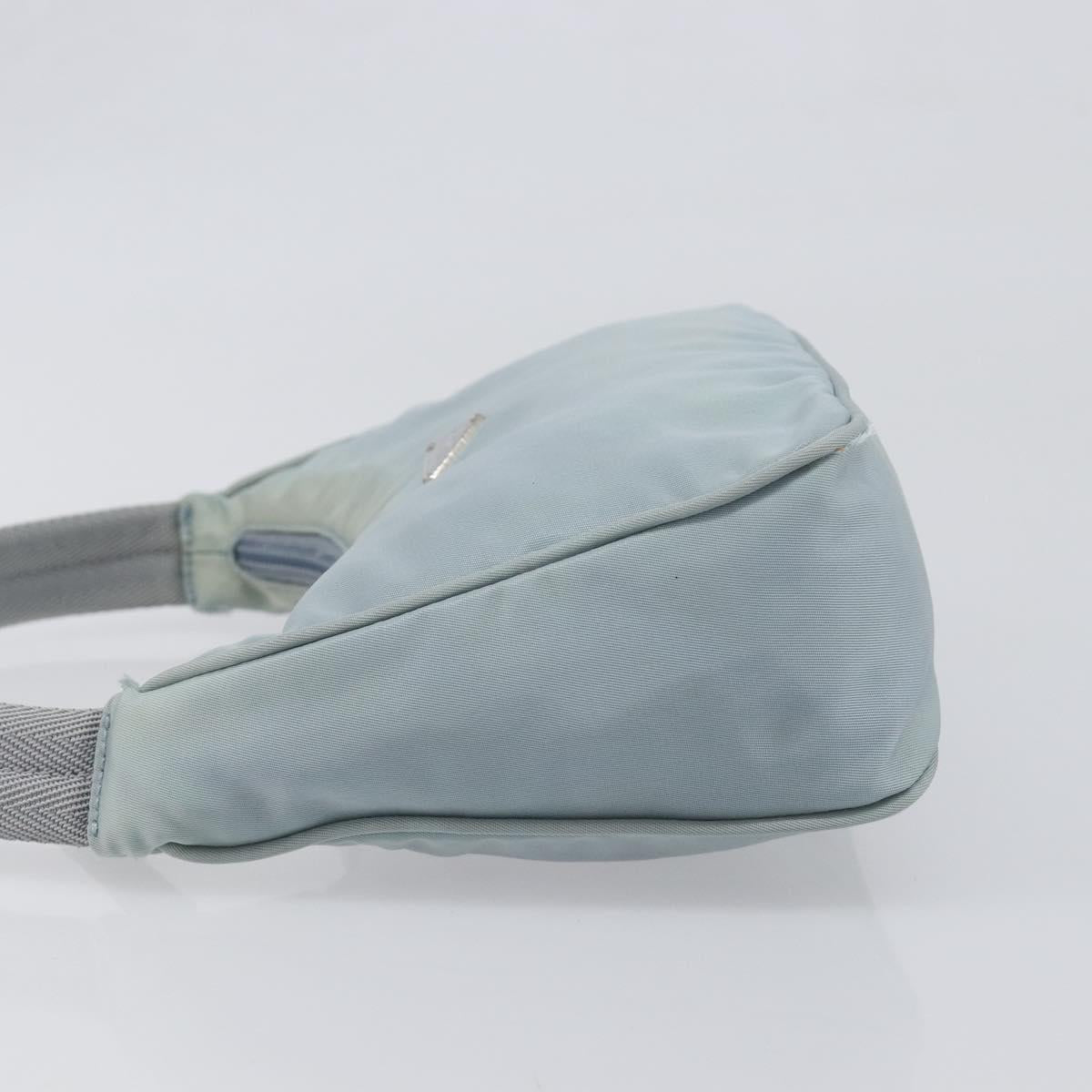 PRADA Accessory Pouch Nylon Light Blue Silver Auth 200143
