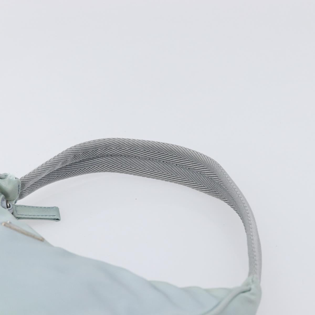 PRADA Accessory Pouch Nylon Light Blue Silver Auth 200143