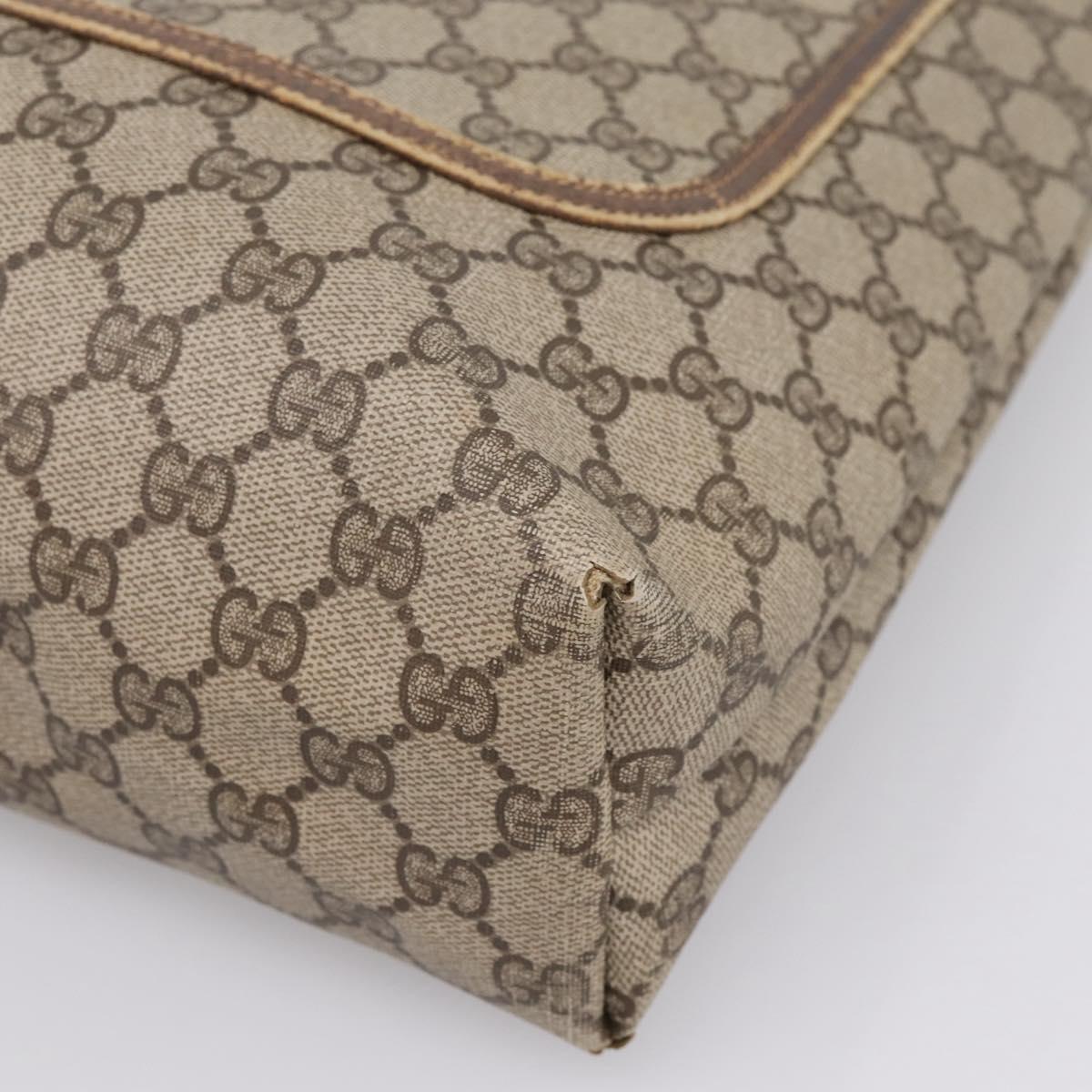 GUCCI GG Supreme Web Sherry Line Tote Bag PVC Beige Gold 39 02 003 Auth 200146