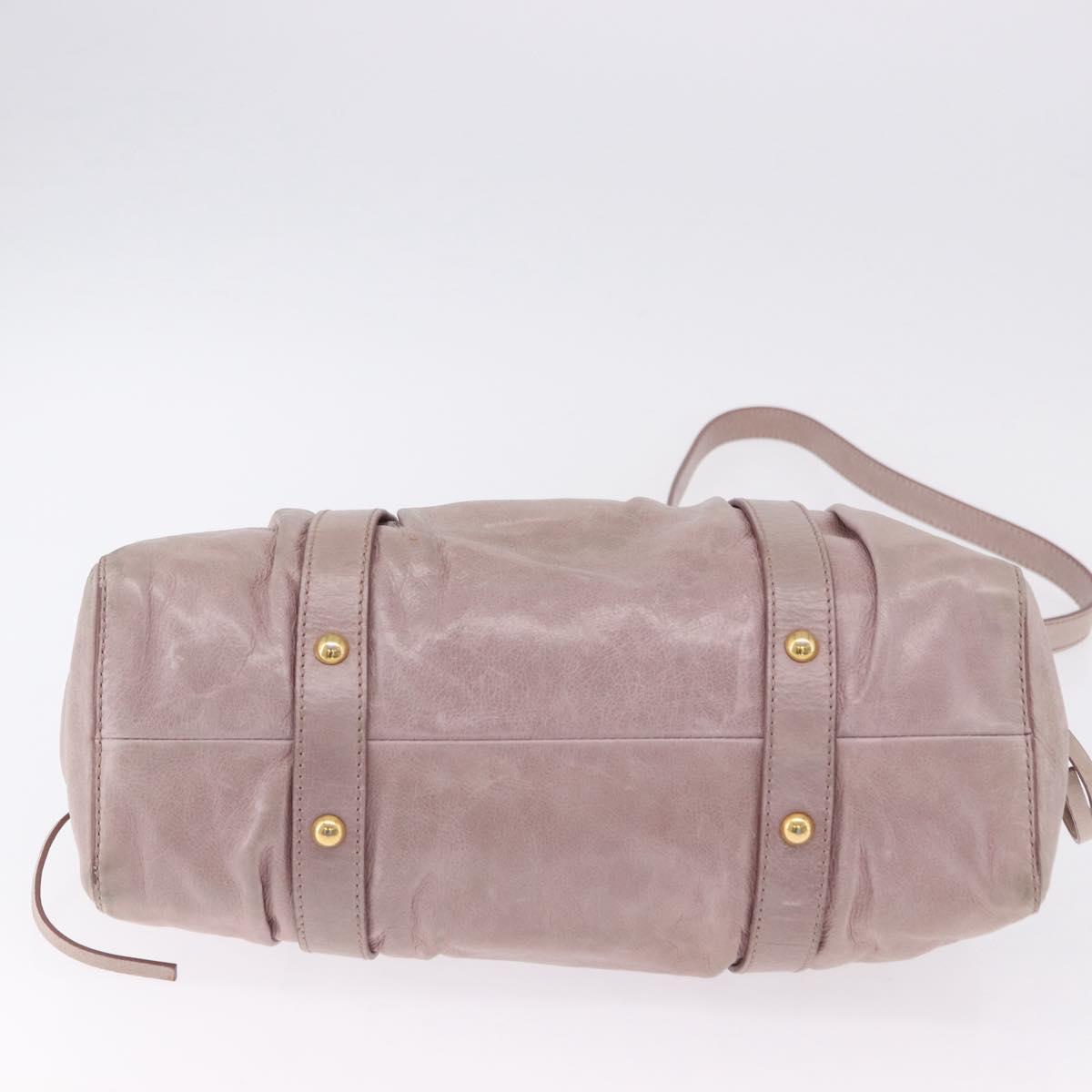 Miu Miu Vittero Hand Bag Leather 2way Pink Gold Tone Auth 200147V