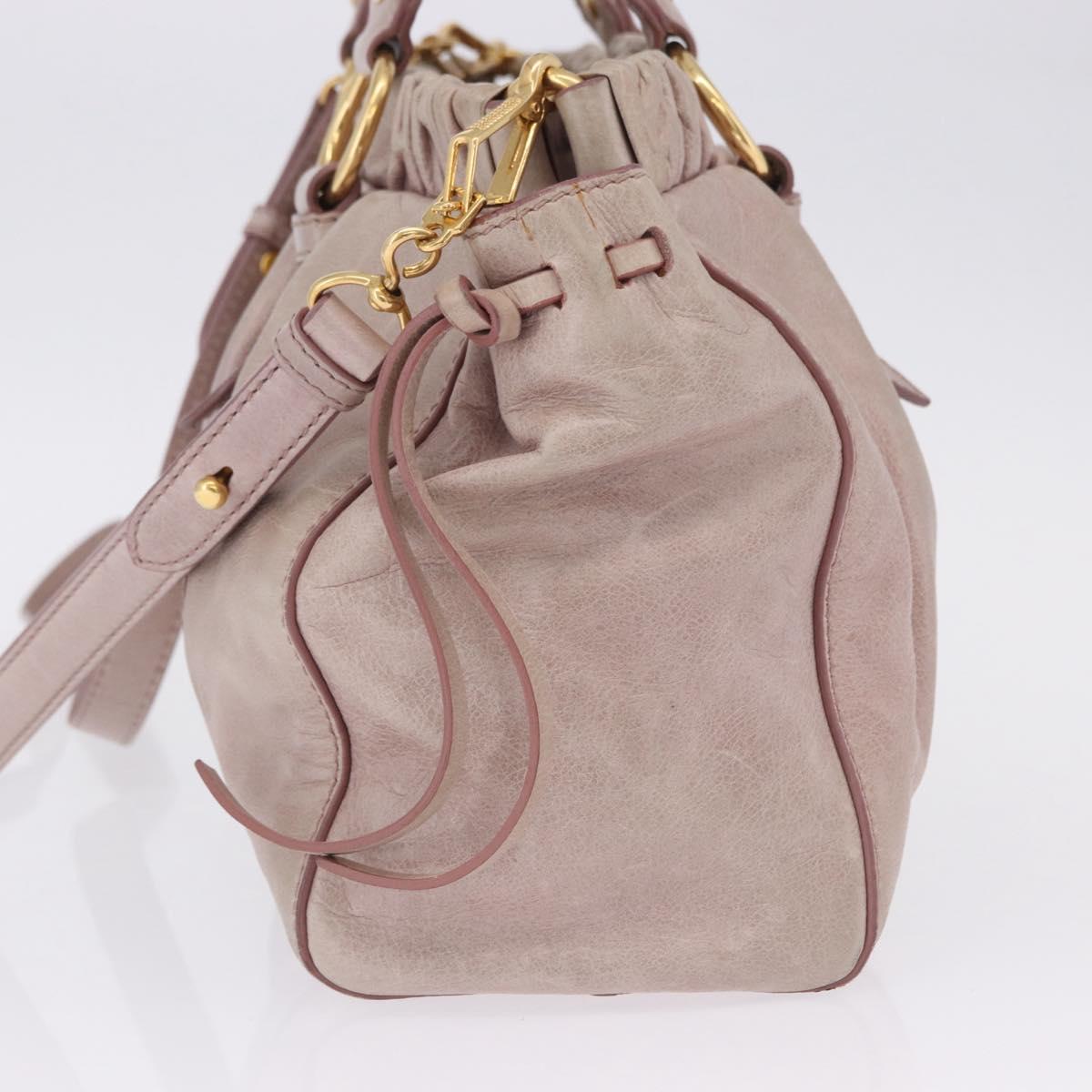 Miu Miu Vittero Hand Bag Leather 2way Pink Gold Tone Auth 200147V