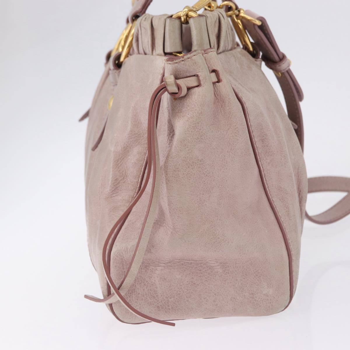 Miu Miu Vittero Hand Bag Leather 2way Pink Gold Tone Auth 200147V