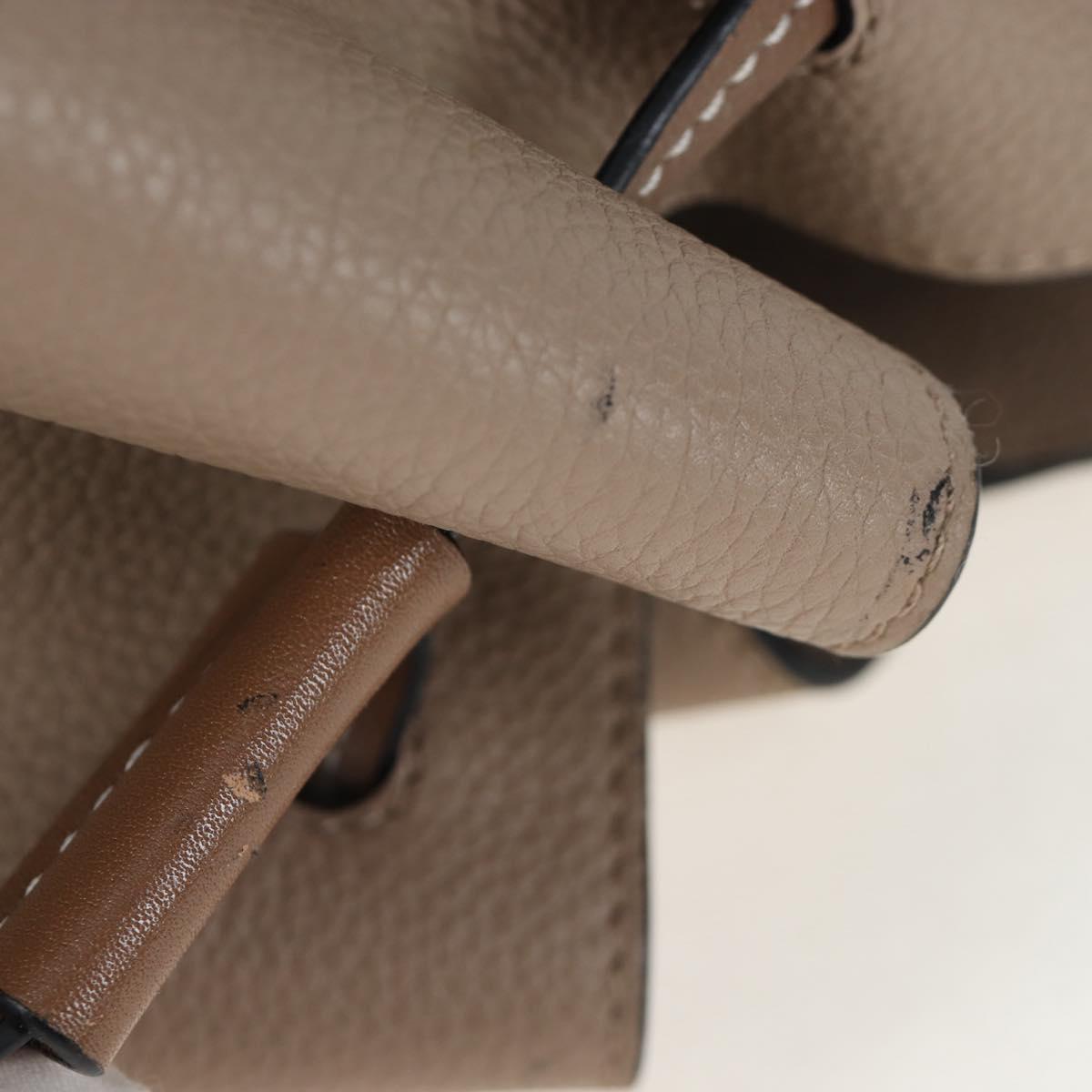 LOEWE Hammock Small Hand Bag Leather 2way Beige Gold Tone Auth 200149V