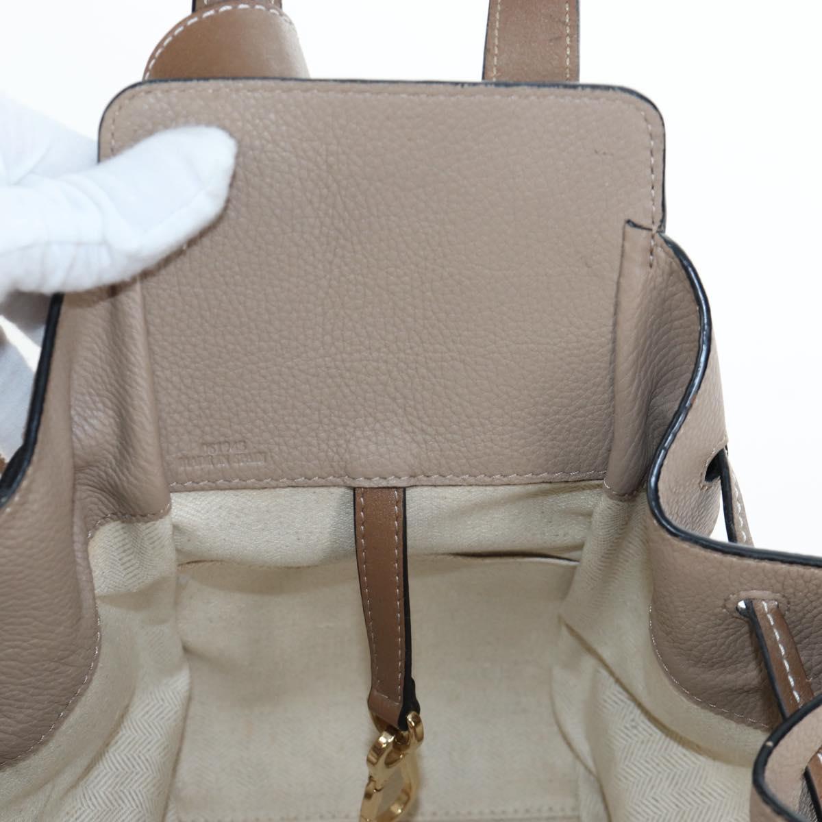 LOEWE Hammock Small Hand Bag Leather 2way Beige Gold Tone Auth 200149V