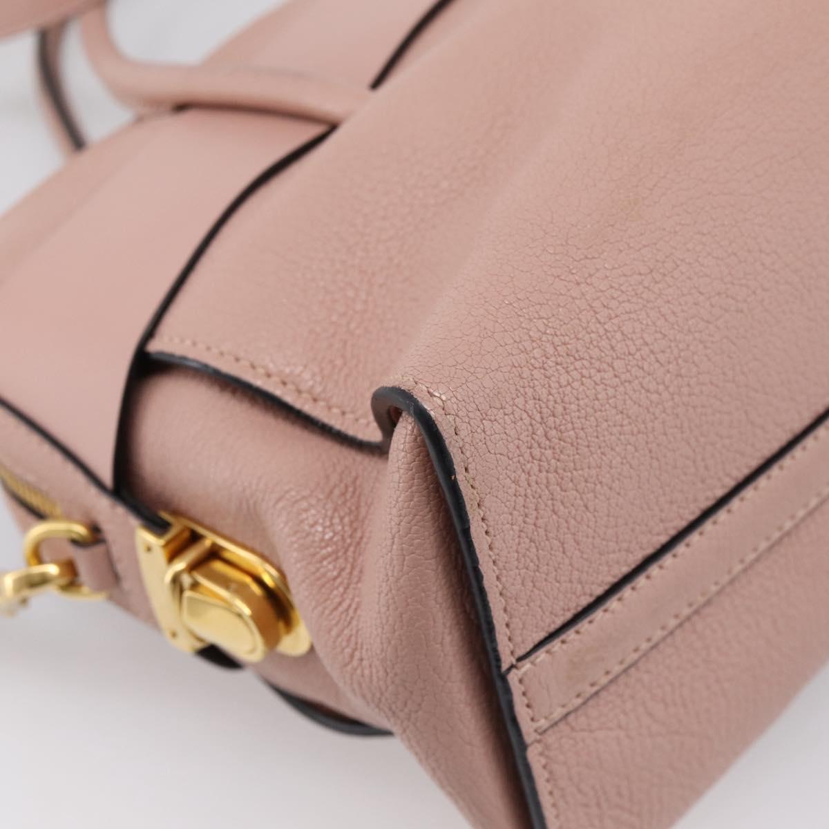 Miu Miu Madras Fiocco Hand Bag Leather 2way Pink Gold Auth 200153V