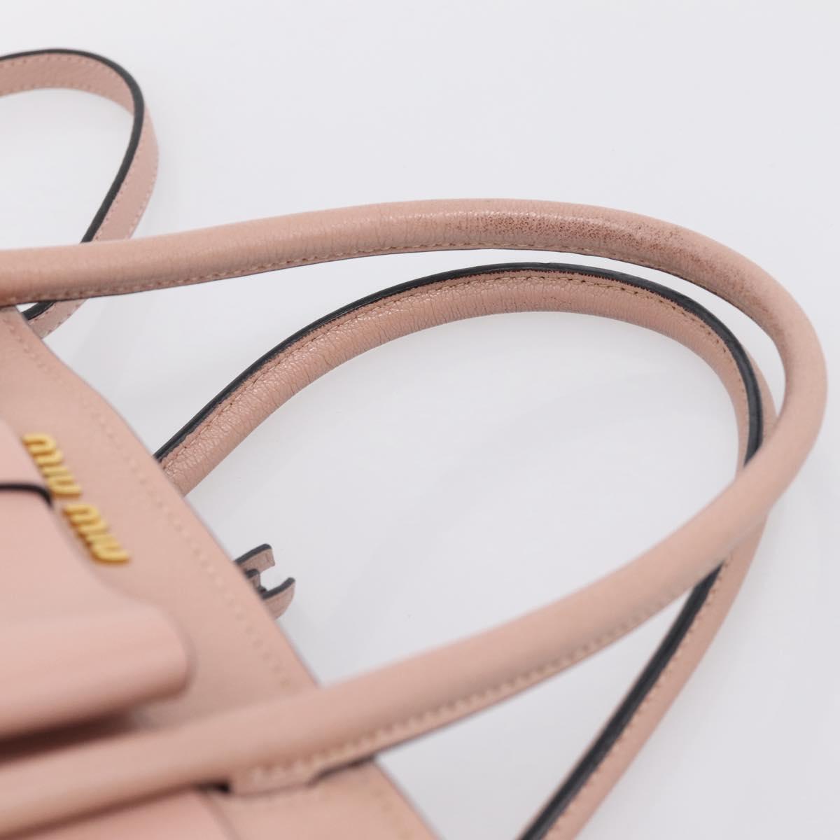 Miu Miu Madras Fiocco Hand Bag Leather 2way Pink Gold Auth 200153V
