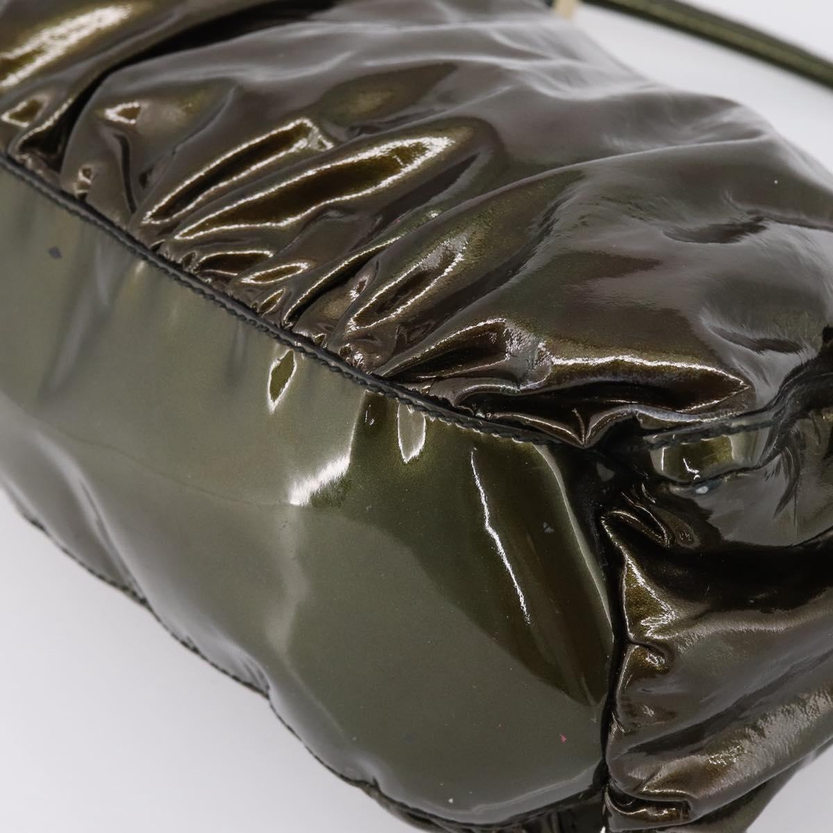 GUCCI Shoulder Bag Patent Green Gold Tone 189833 Auth 200154