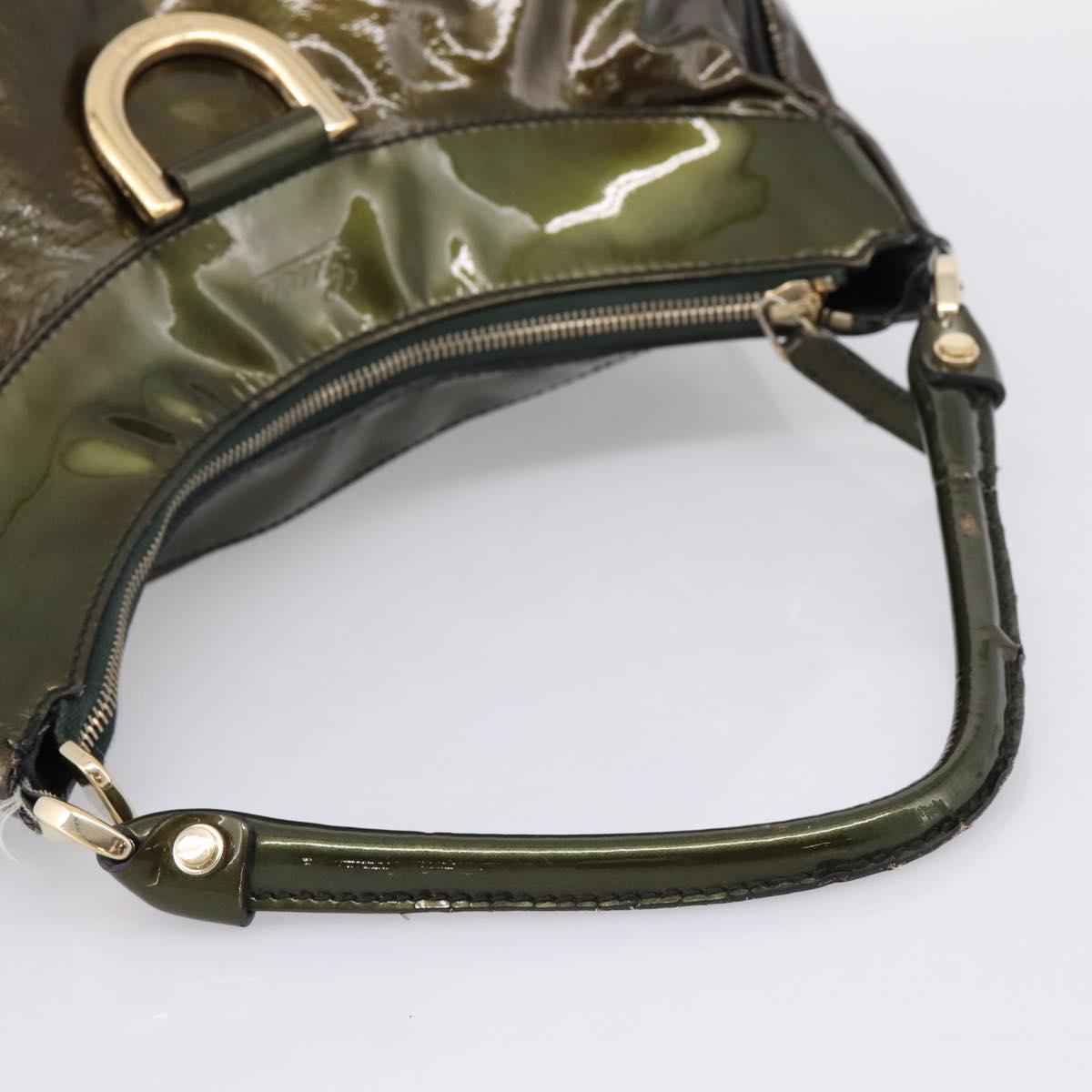GUCCI Shoulder Bag Patent Green Gold Tone 189833 Auth 200154