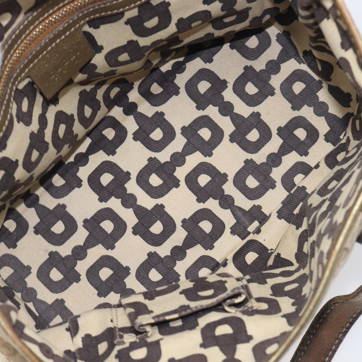 GUCCI GG Canvas Hand Bag Beige Gold Tone 139261 Auth 200155