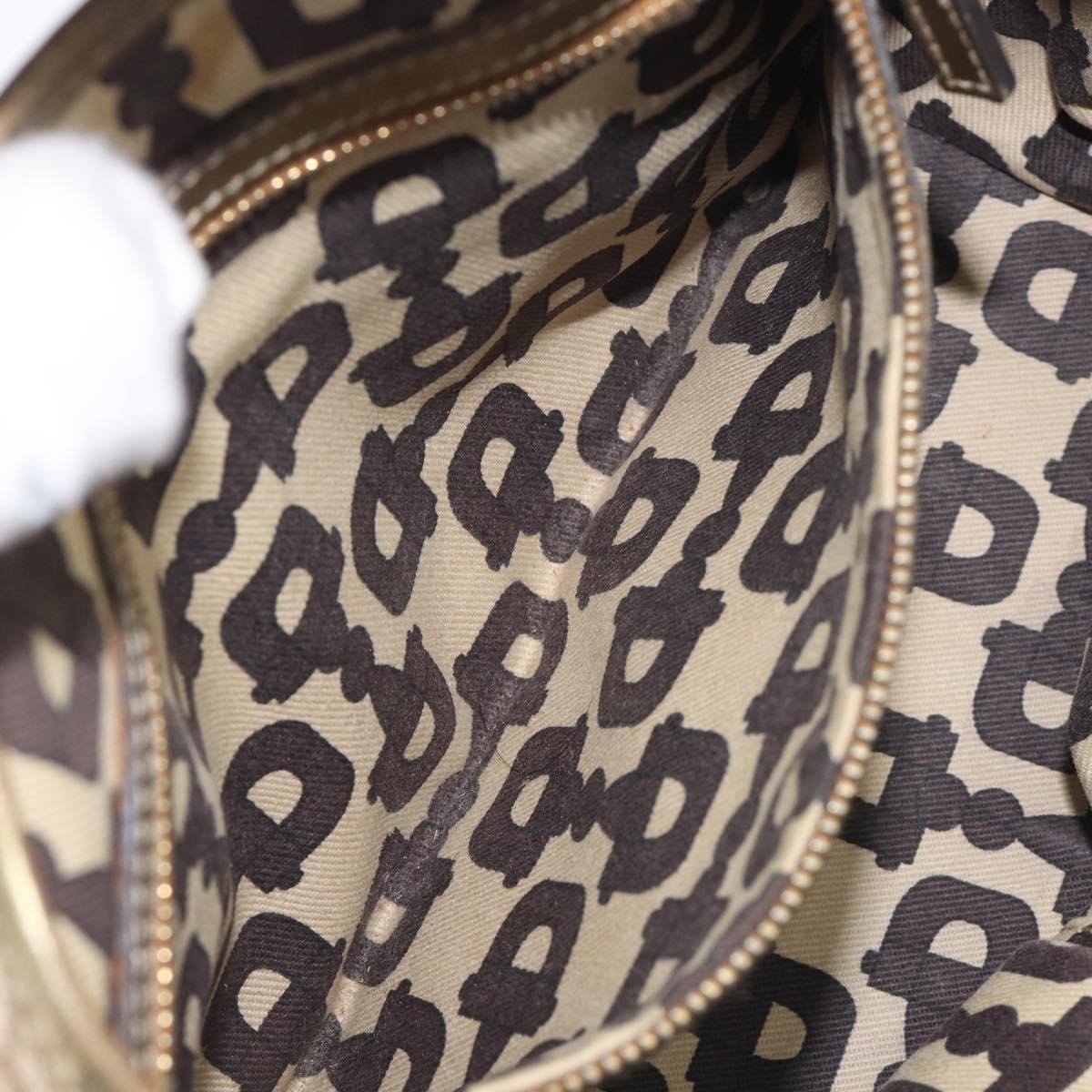 GUCCI GG Canvas Hand Bag Beige Gold Tone 139261 Auth 200155