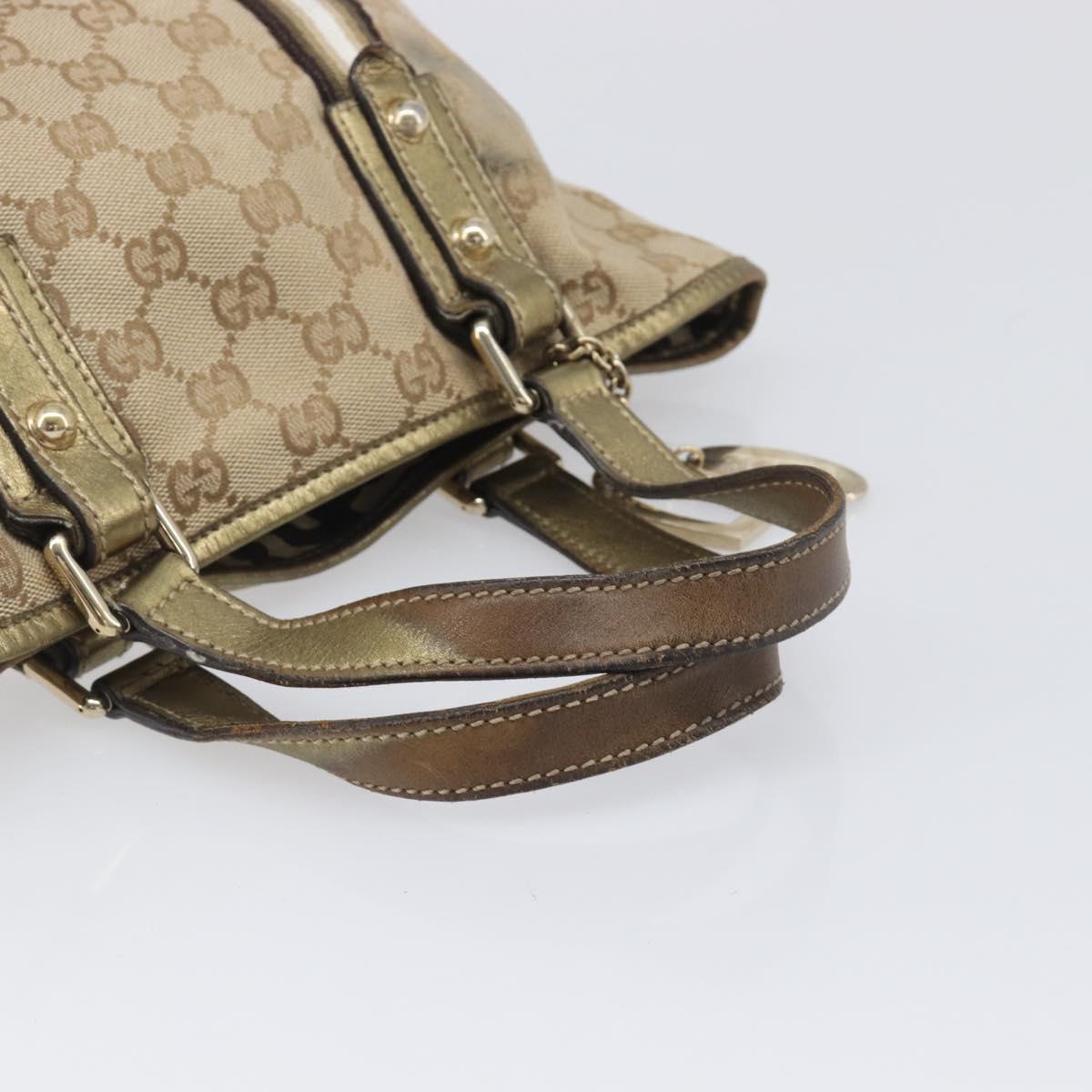 GUCCI GG Canvas Hand Bag Beige Gold Tone 139261 Auth 200155