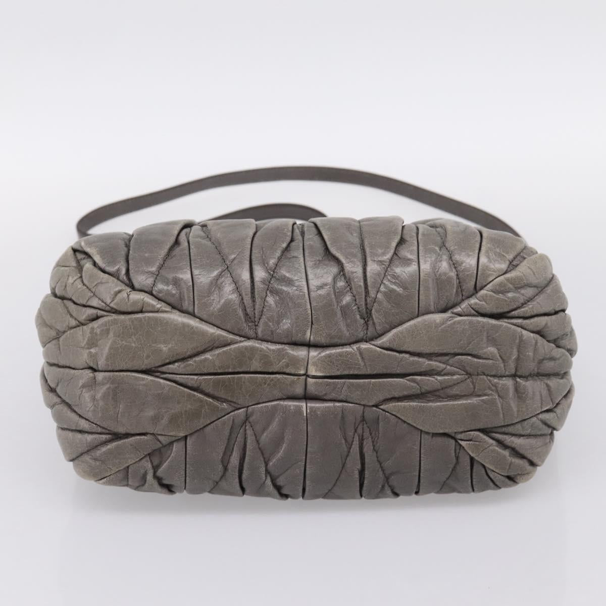 Miu Miu Matelasse Hand Bag Leather 2way Gray Gold Auth 200159V
