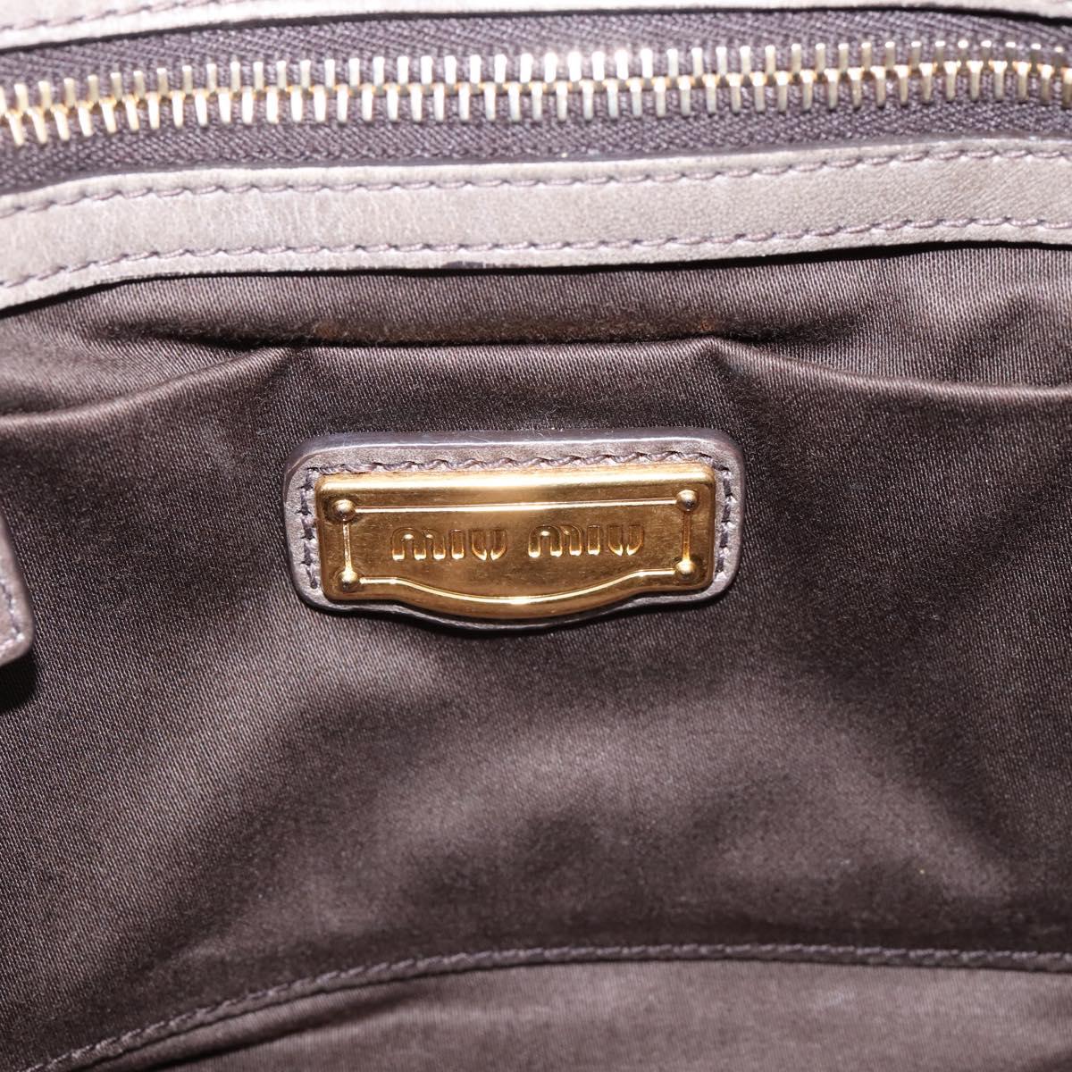 Miu Miu Matelasse Hand Bag Leather 2way Gray Gold Auth 200159V