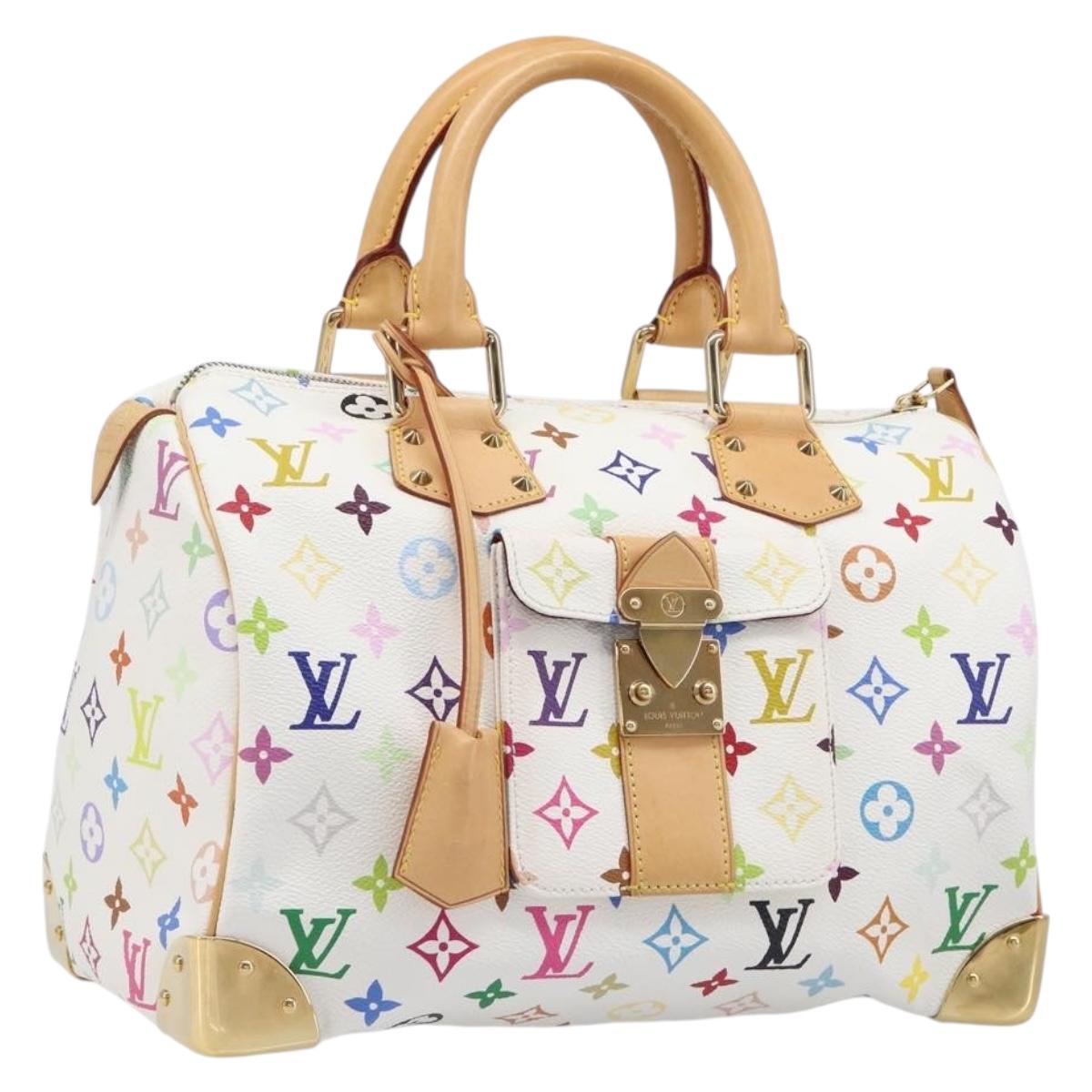 LOUIS VUITTON Monogram Multicolor Speedy 30 Hand Bag White M92643 Auth 200161SAV