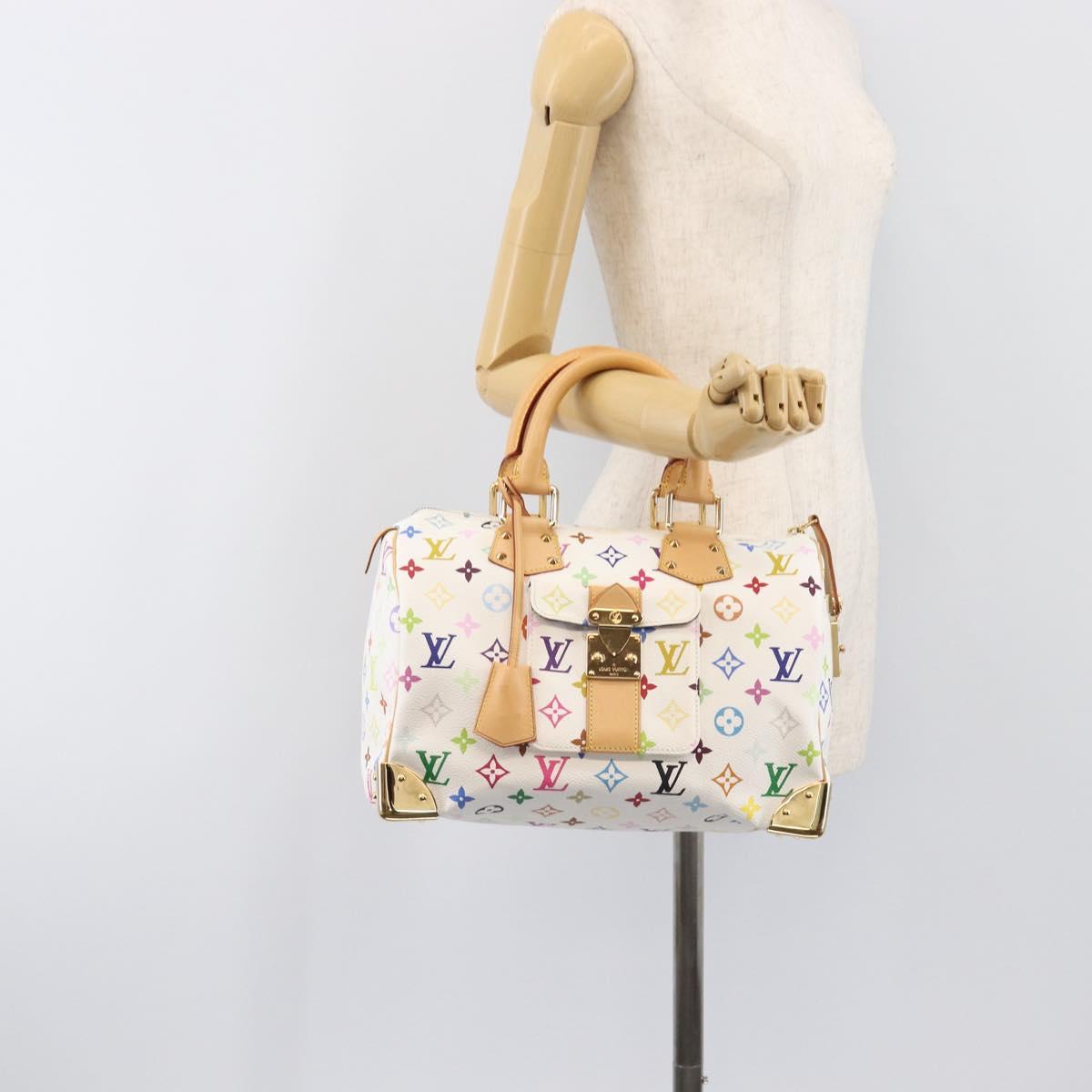 LOUIS VUITTON Monogram Multicolor Speedy 30 Hand Bag White M92643 Auth 200161SAV