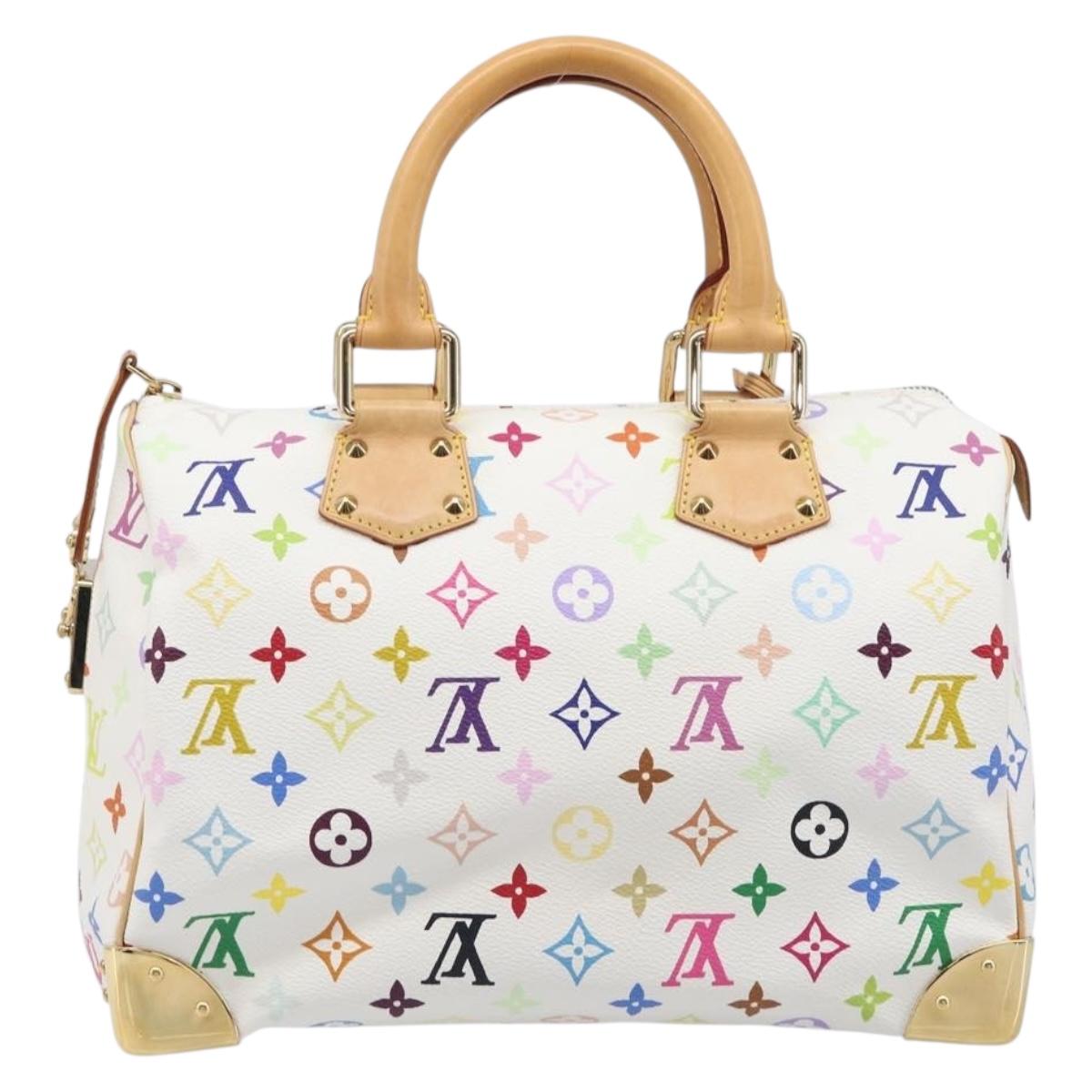 LOUIS VUITTON Monogram Multicolor Speedy 30 Hand Bag White M92643 Auth 200161SAV