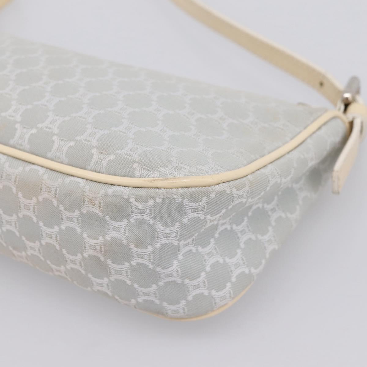 CELINE Macadam Canvas Hand Bag Light Blue Silver Auth 200167