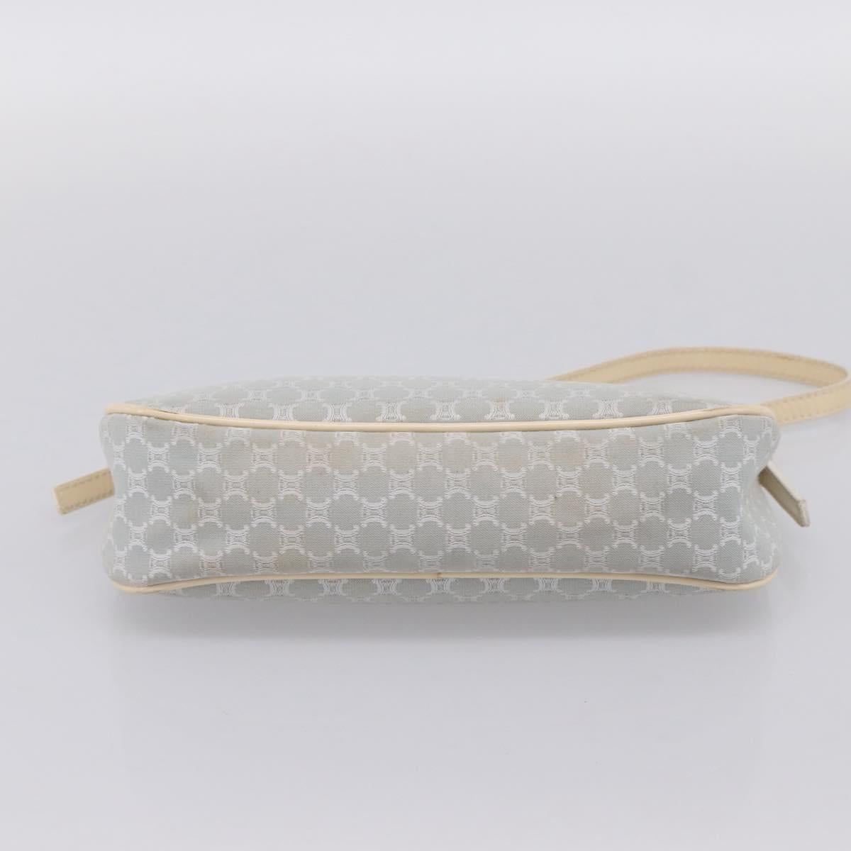CELINE Macadam Canvas Hand Bag Light Blue Silver Auth 200167