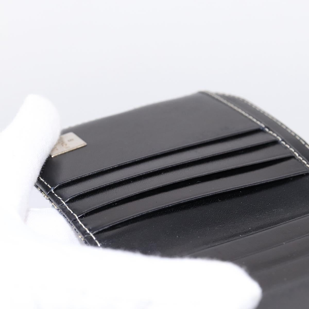 FENDI Zucchino Canvas Wallet Navy Silver Auth 200177