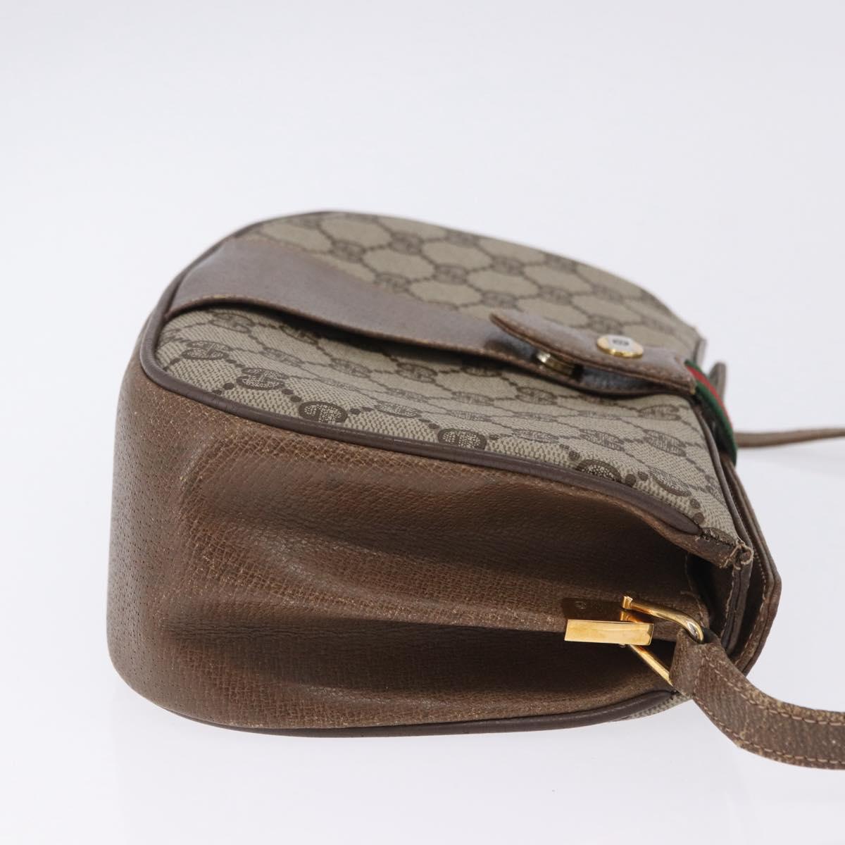 GUCCI GG Supreme Web Sherry Line Shoulder Bag PVC Beige 72 02 024 Auth 200181