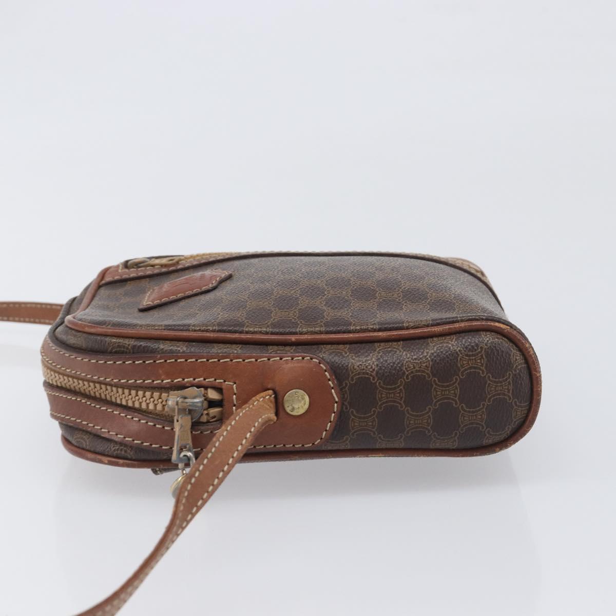 CELINE Macadam Shoulder Bag PVC Leather Brown Gold Tone Auth 200183