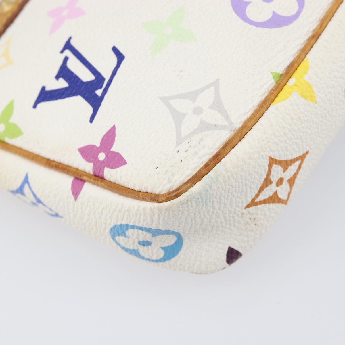 LOUIS VUITTON Monogram Multicolor Pochette Accessoires White M92649 Auth 200197