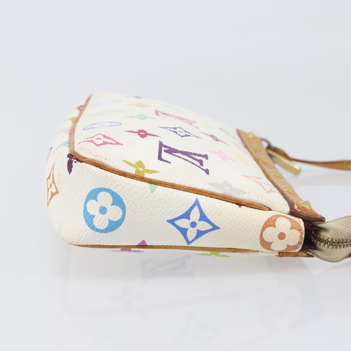 LOUIS VUITTON Monogram Multicolor Pochette Accessoires White M92649 Auth 200197
