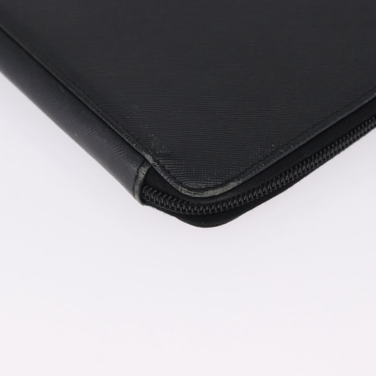 PRADA Binder Case Saffiano Black Silver Auth 200201