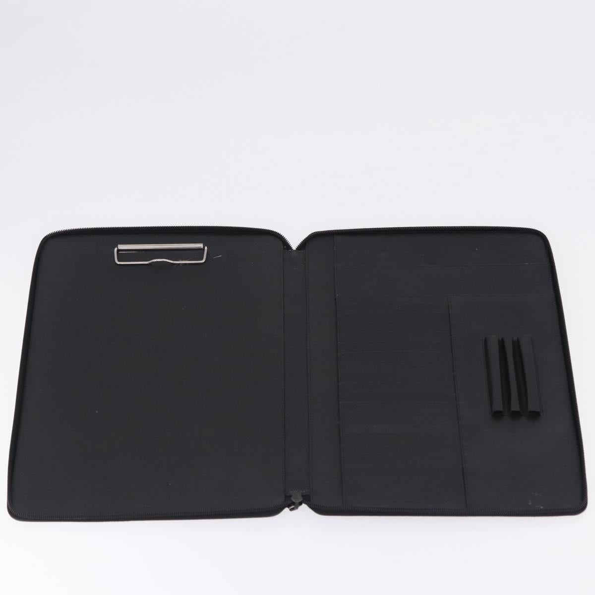 PRADA Binder Case Saffiano Black Silver Auth 200201