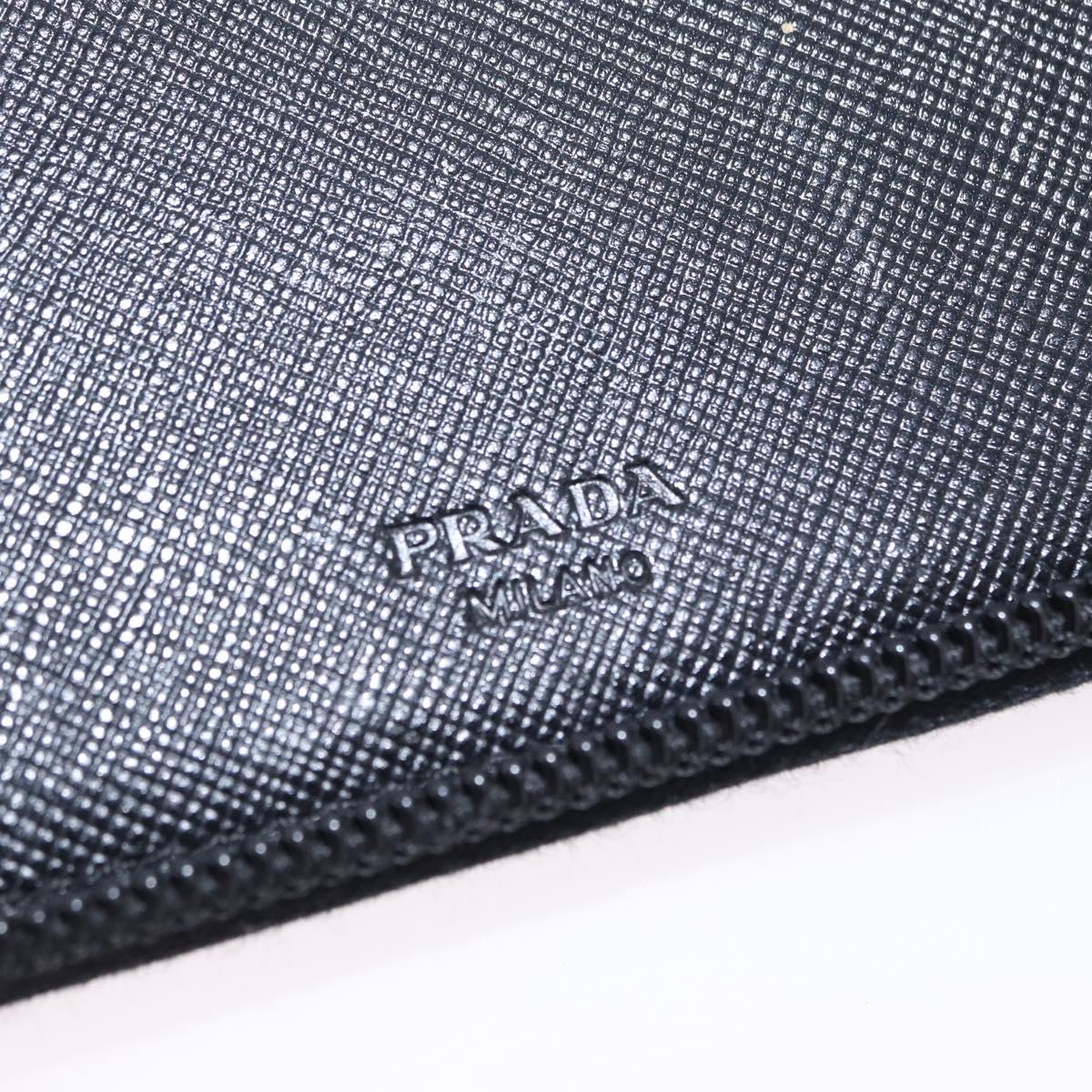 PRADA Binder Case Saffiano Black Silver Auth 200201