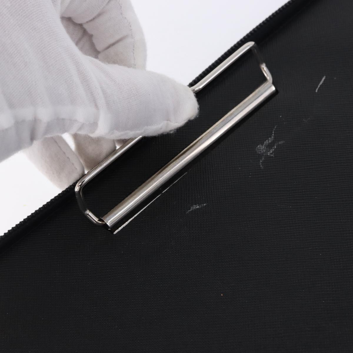 PRADA Binder Case Saffiano Black Silver Auth 200201