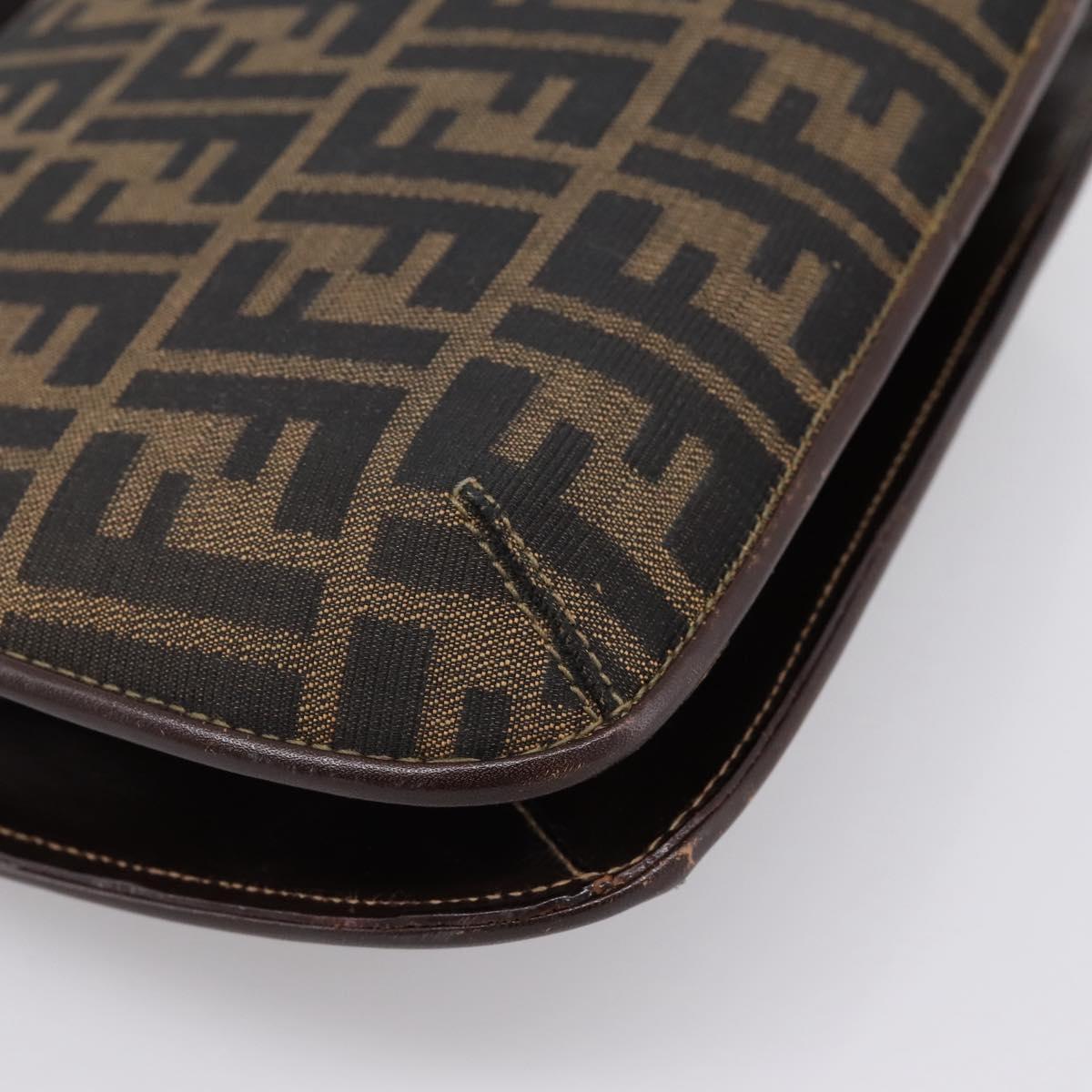 FENDI Zucca Canvas Mamma Baguette Shoulder Bag Brown Gold Tone Auth 200203