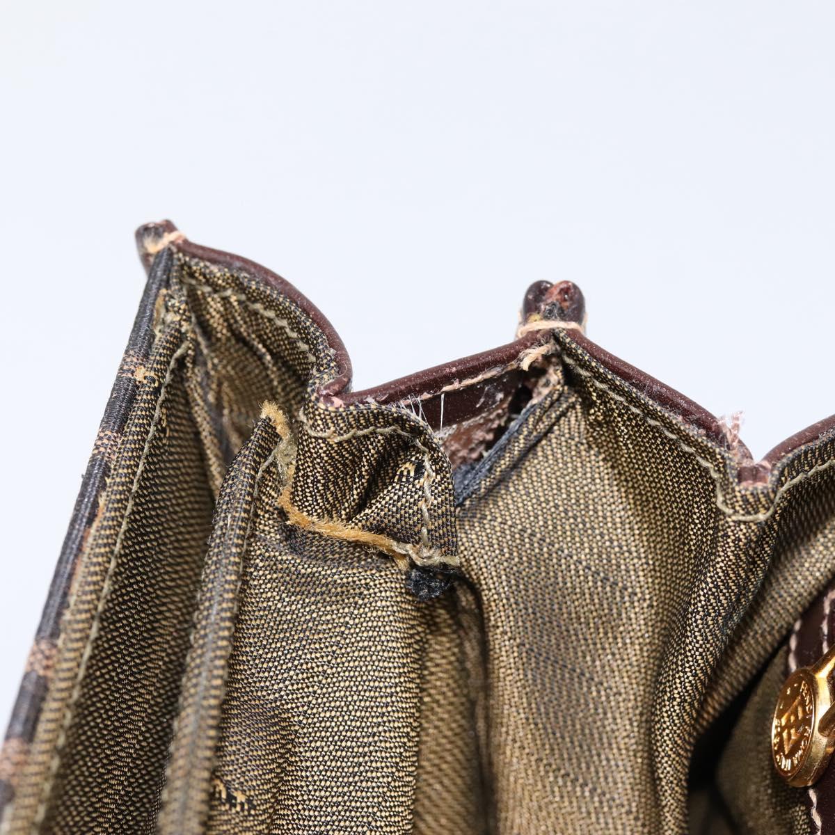 FENDI Zucca Canvas Mamma Baguette Shoulder Bag Brown Gold Tone Auth 200203