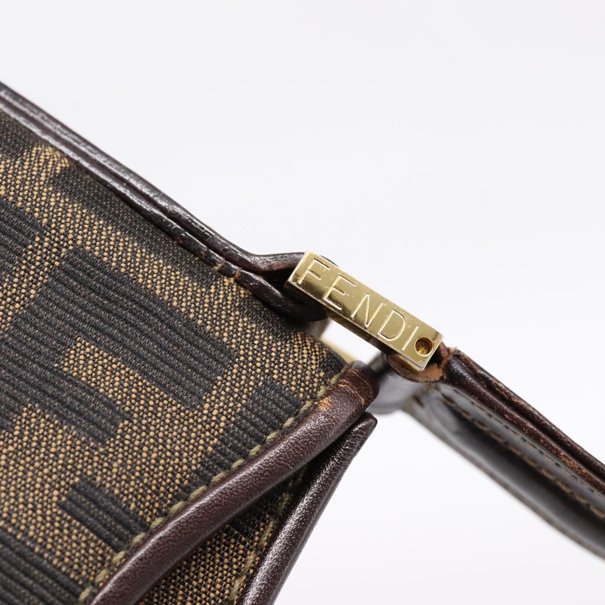 FENDI Zucca Canvas Mamma Baguette Shoulder Bag Brown Gold Tone Auth 200203