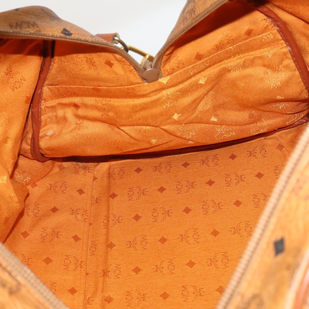 MCM Vicetos Boston Bag PVC Leather 2way Brown Gold Tone Auth 200204