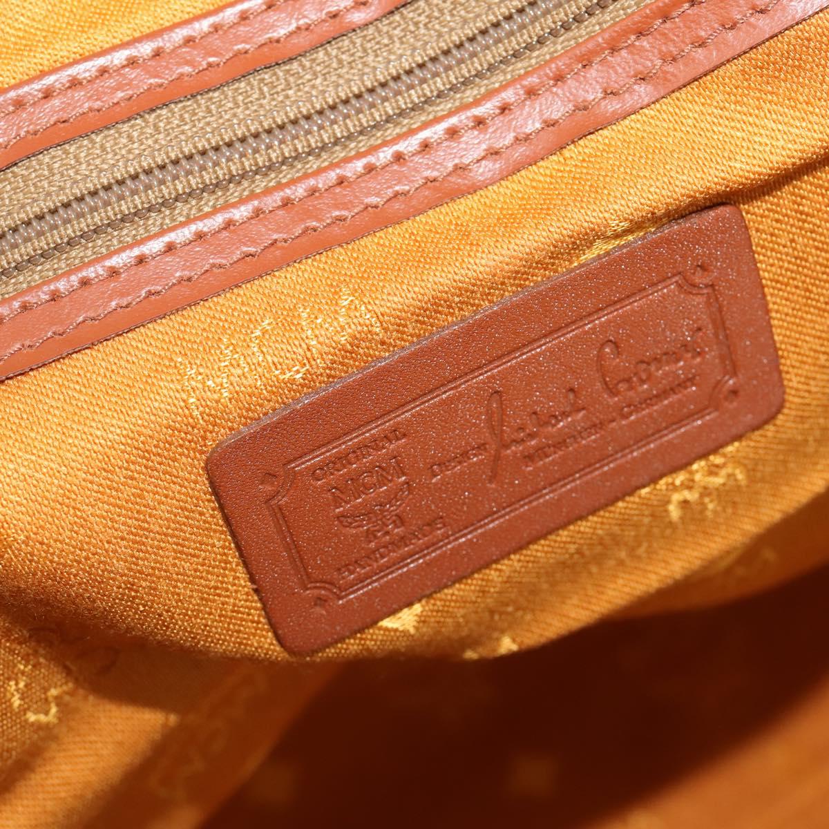 MCM Vicetos Boston Bag PVC Leather 2way Brown Gold Tone Auth 200204