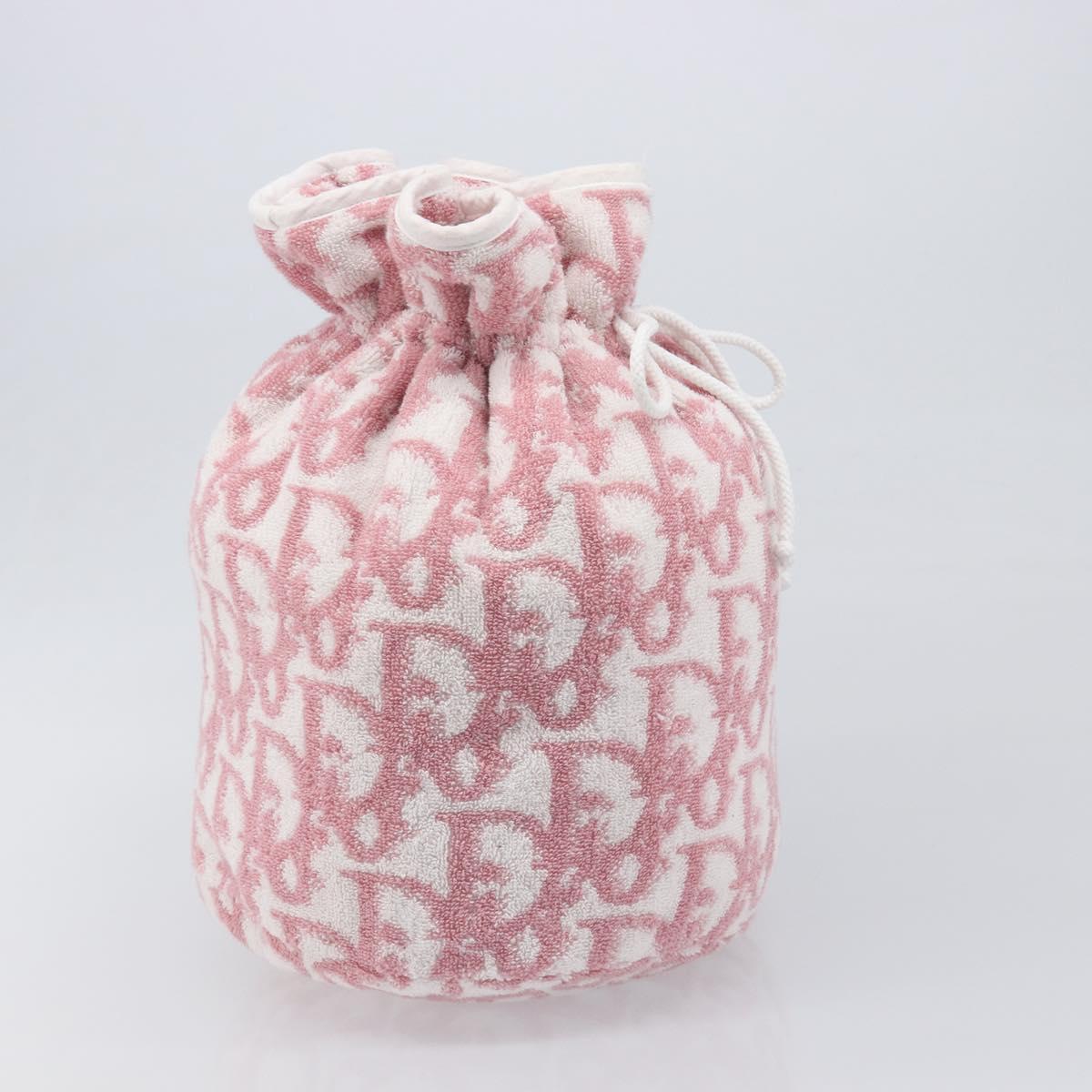Christian Dior Trotter Pouch Pile Pink White Auth 200208
